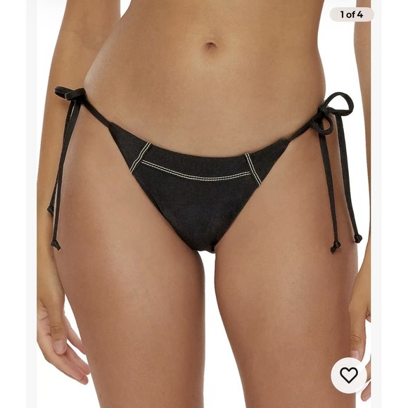 BECCA Other - BECCA Black Solid Side Tie Bikini Bottom Women's Regular Size L 104157